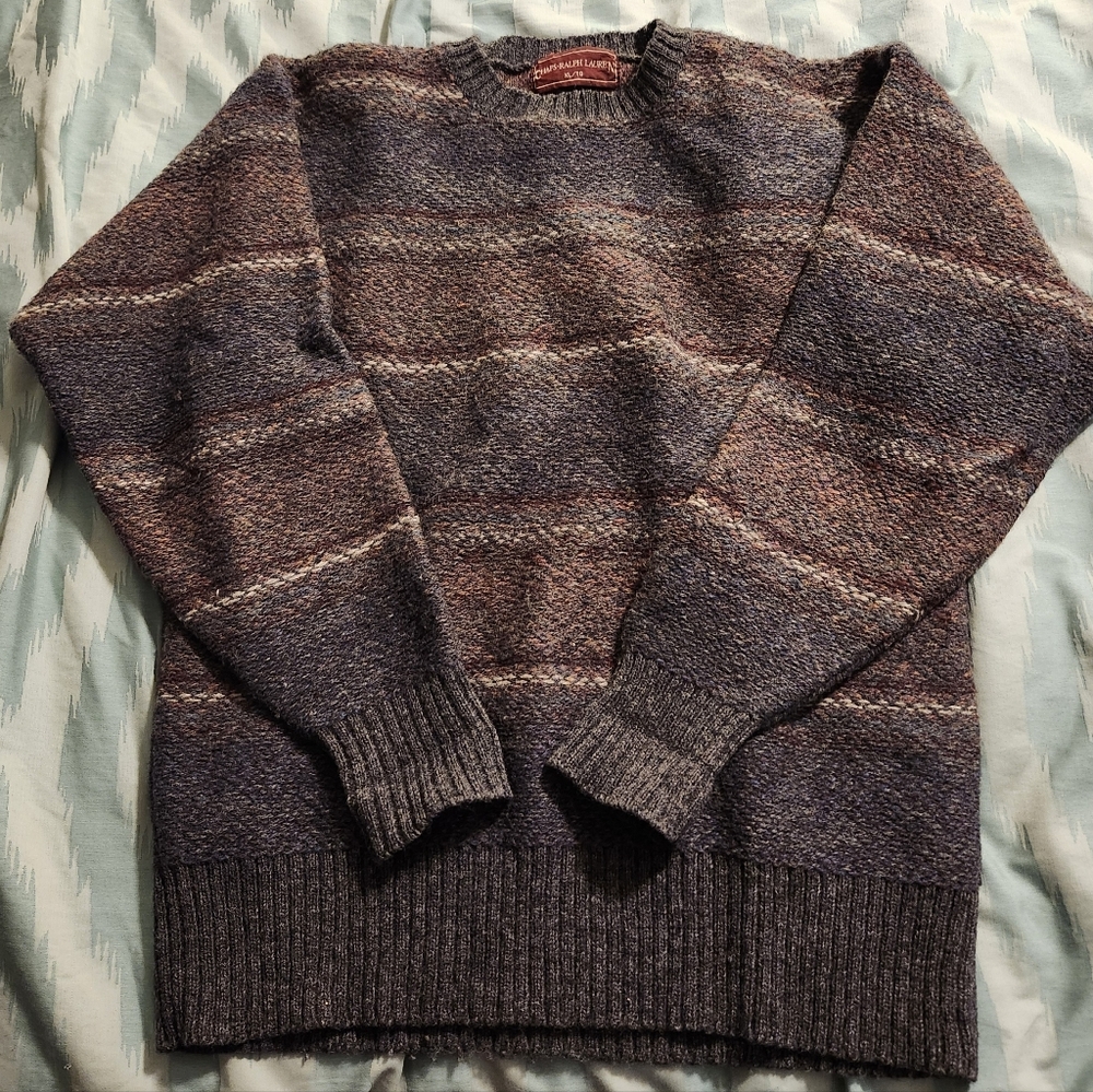 Vtg Chaps Ralph Lauren Wool Multicolor Sweater Men's Size Large 80's/90's